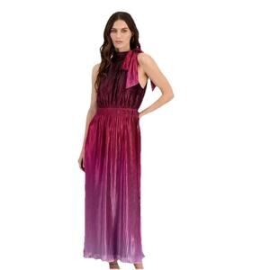 Anne Klein Wrap Neck Purple Bloom Colored Ladies Maxi Dress Size 0 Retail $159
